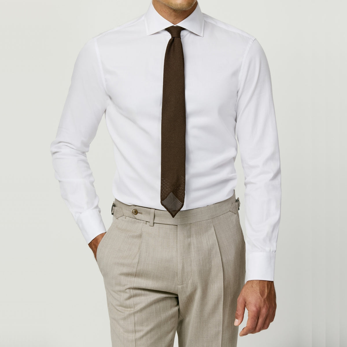 Oatmeal Loro Piana fabric Classic Outfit