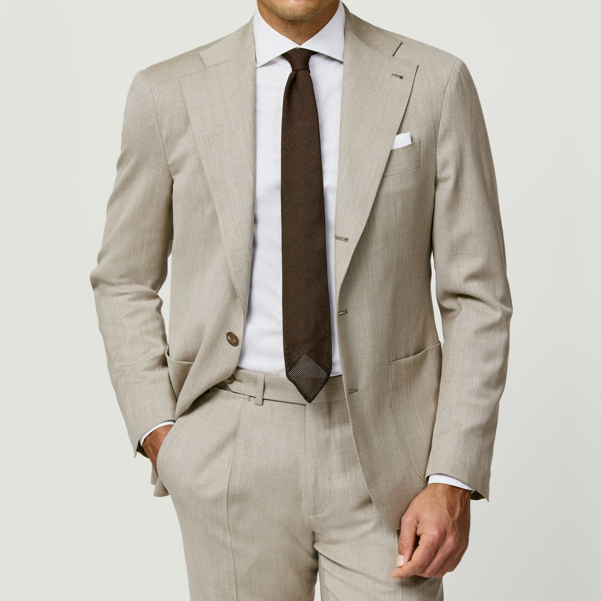Oatmeal Loro Piana fabric Classic Outfit
