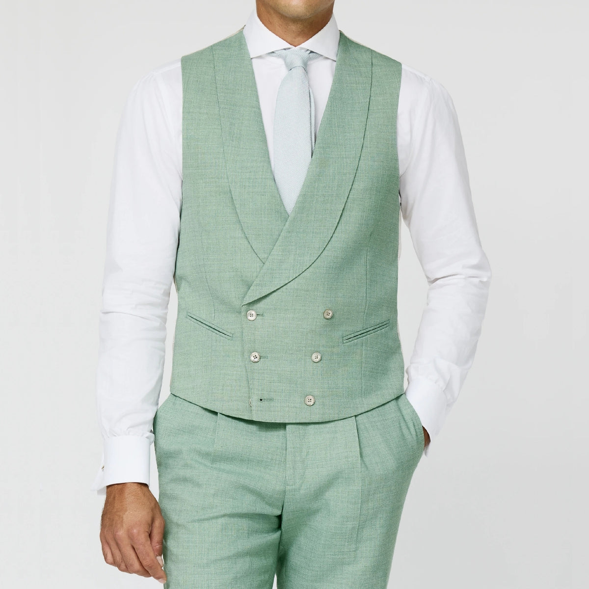 Mint green stretch tropical Wedding Suit