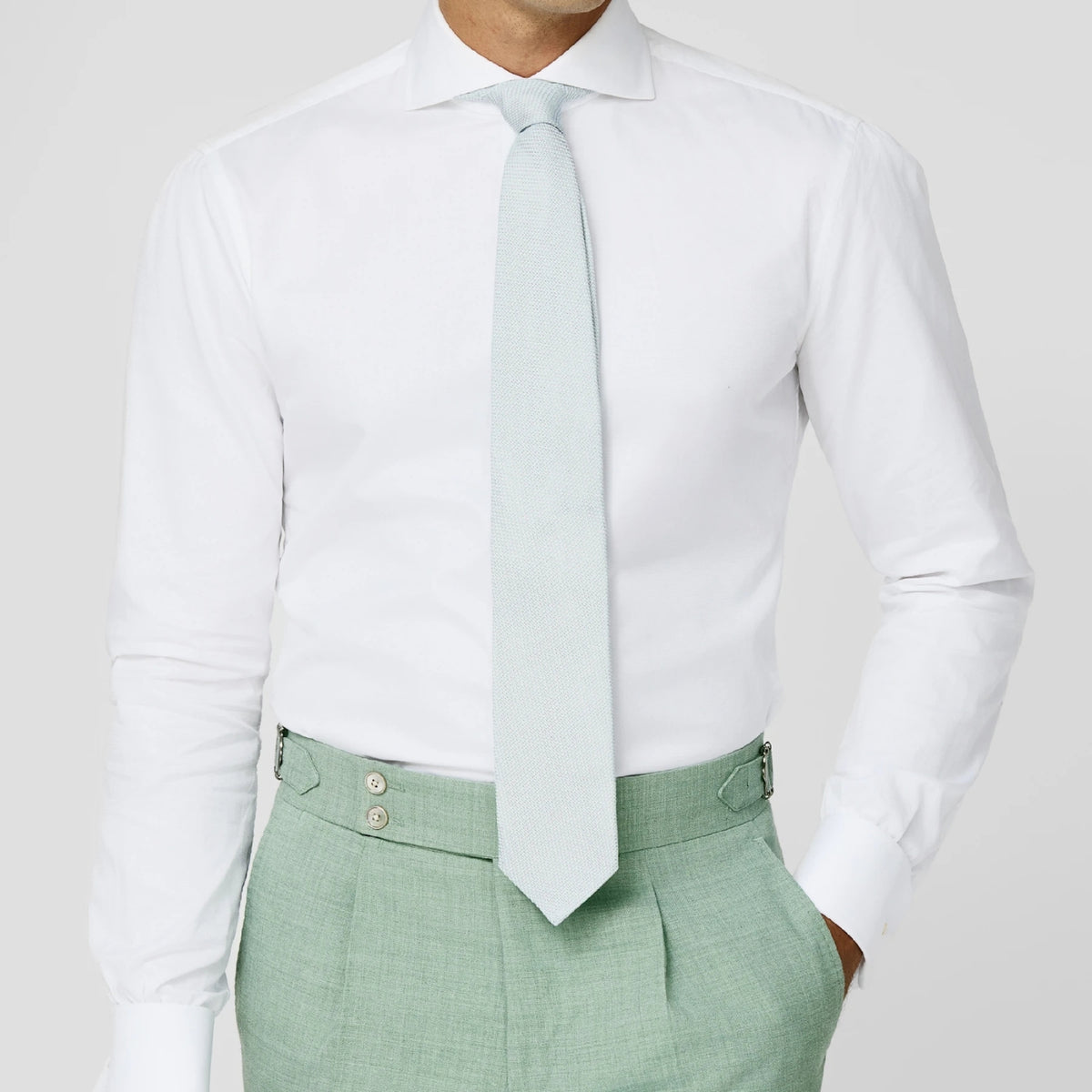 Mint green stretch tropical Wedding Suit