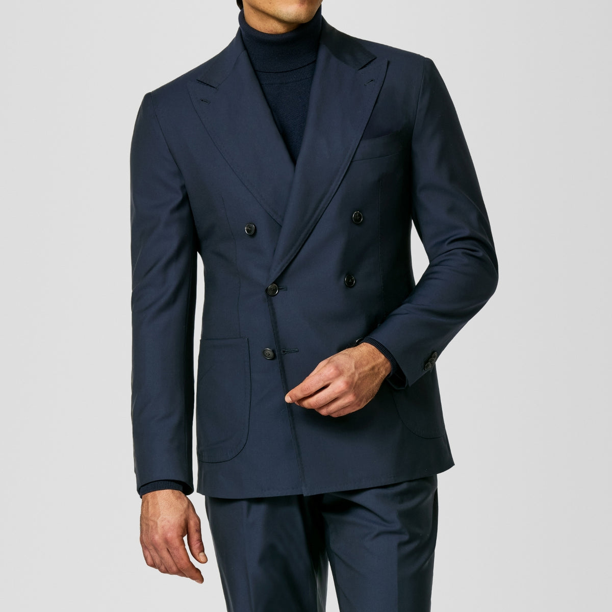 Midnight blue technical stretch twill suits