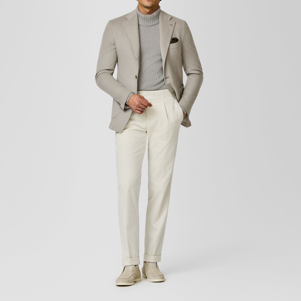 Bone color beaver look jacket