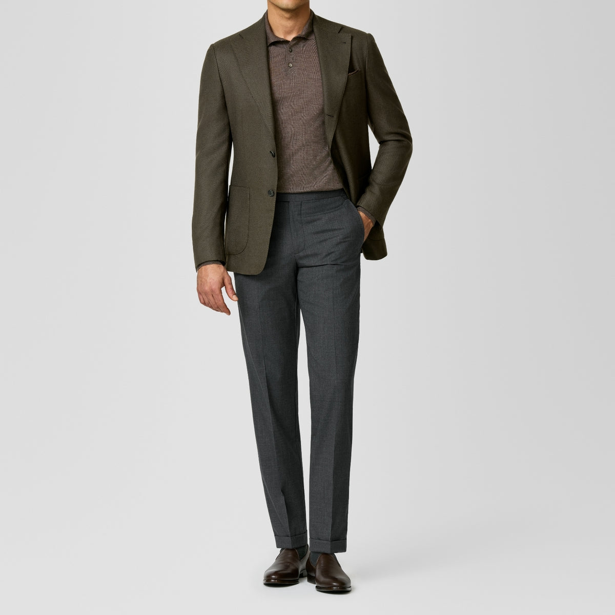 Brown natural stretch panama Jacket