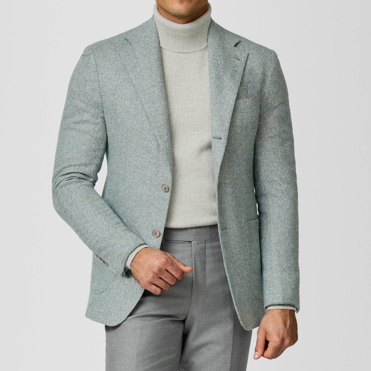Mint green & Light grey herringbone Jacket