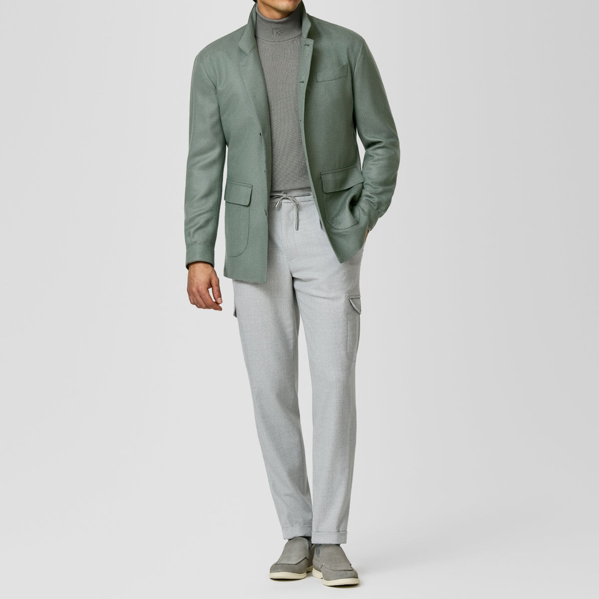 Dark sage natural stretch panama Jacket