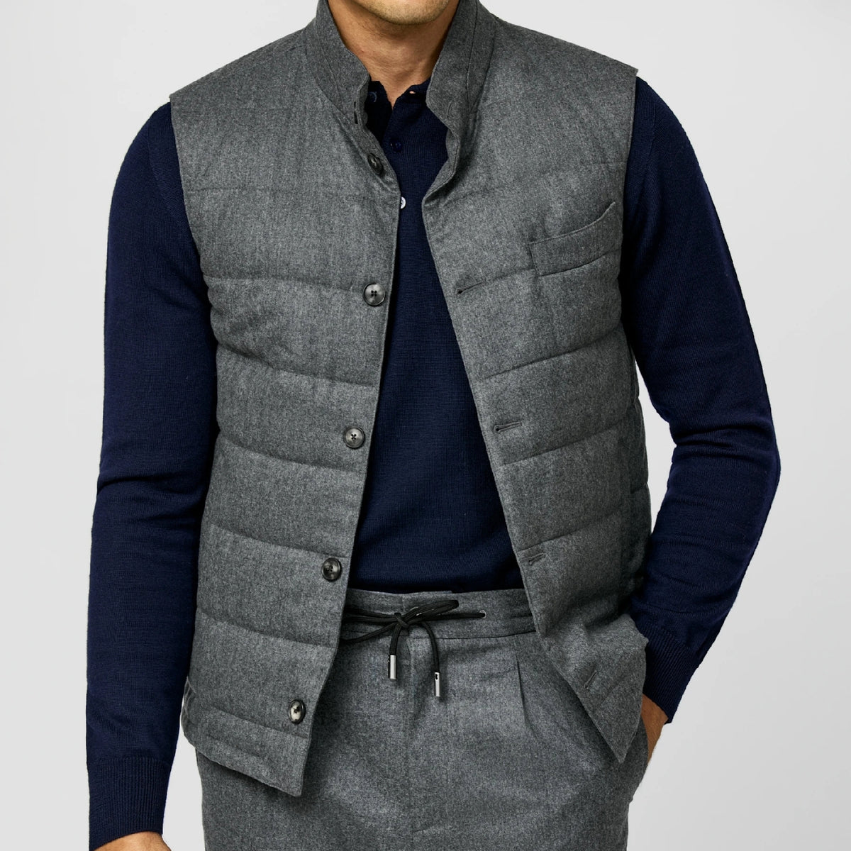 Heathered grey natural stretch flannel Vest