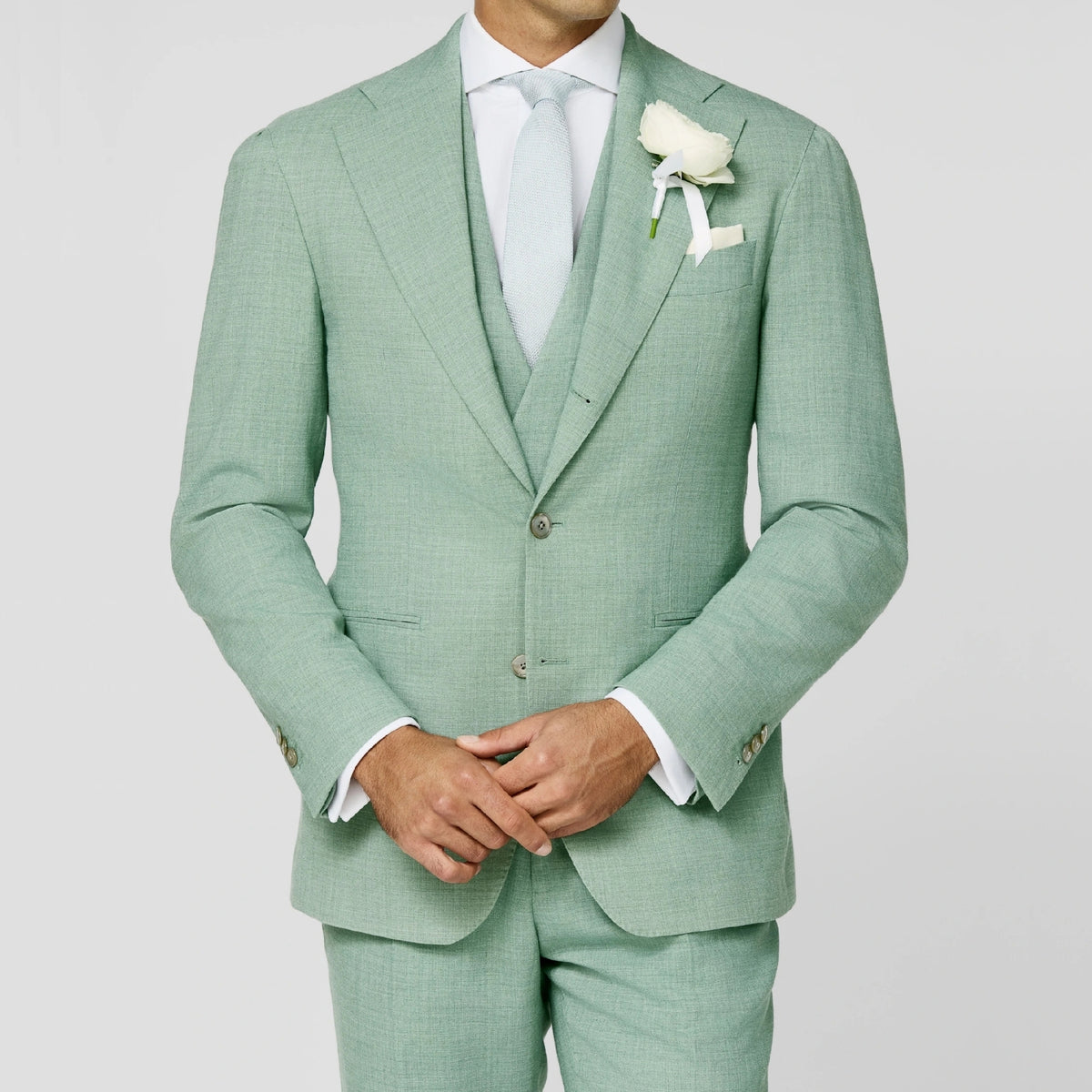 Mint green stretch tropical Wedding Suit