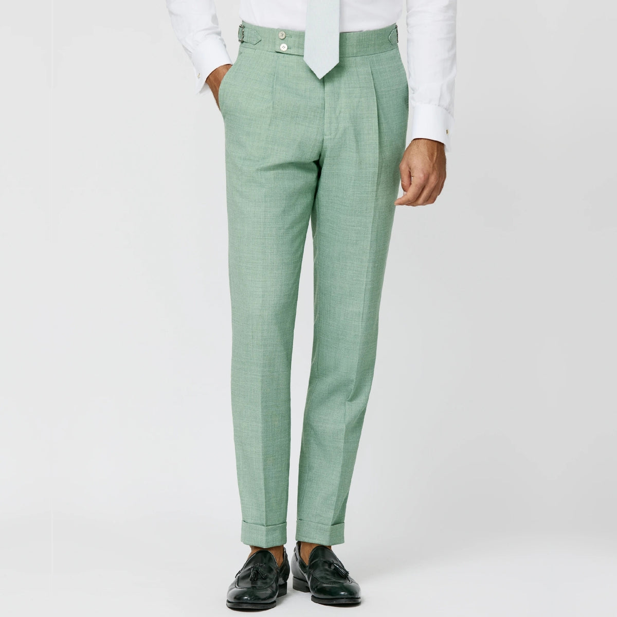 Mint green stretch tropical Wedding Suit